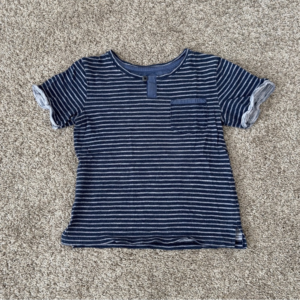 Cat & Jack toddler boys blue short sleeve striped tee t-shirt size 4T